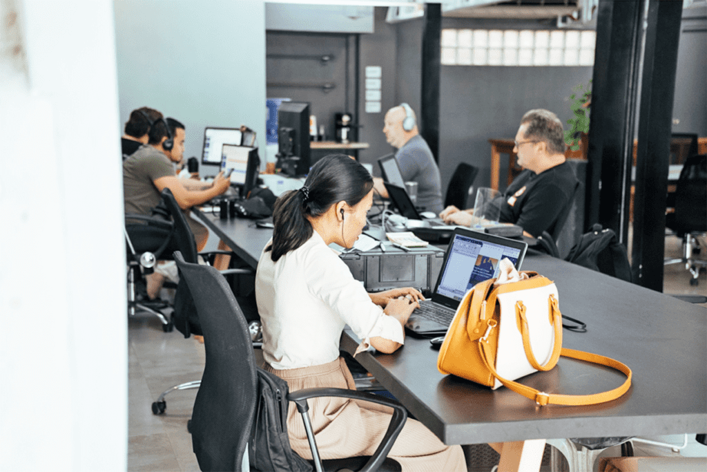 People collaborating at From Here’s flexible coworking space in Cebu