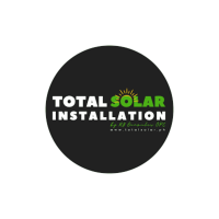 Total Solar Installation logo with green and white text, sun icon, and website www.totalsolar.ph